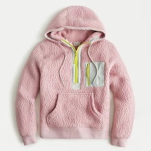 J. Crew Polartec Sherpa Vintage Fleece 1/2 Zip Hoodie Pink Size XS